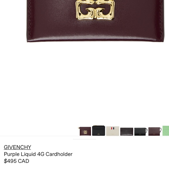 Givenchy Burgundy Leather Card Holder with Gold Emblem - Picture 7 of 7